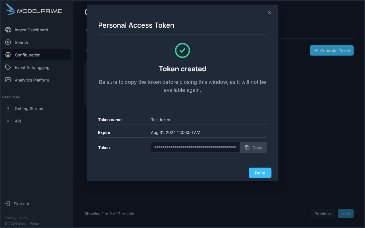 Web App UI New Token